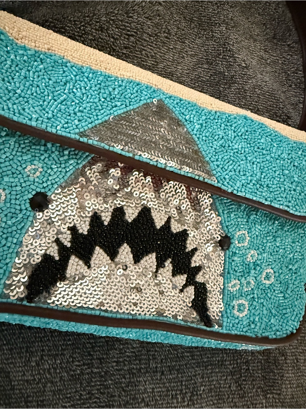 LIKE NEW STAUD Tommy Beaded Bag, Great White Shark - Picture 8 of 10